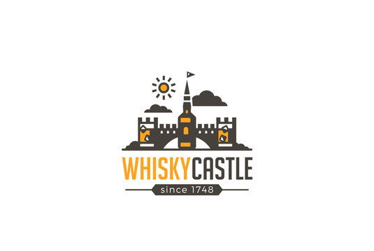 Restaurant Bar Whisky Castle Logo brewery design vector