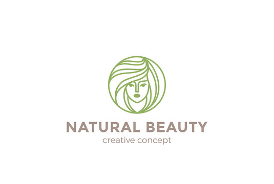 Beauty Hairdresser salon Woman Logo design vector circle