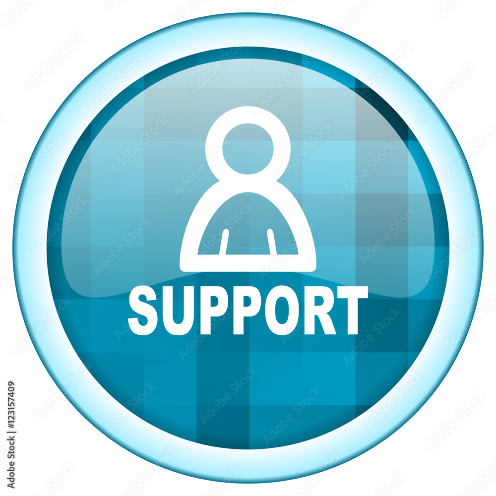 Aufkleber blue circle vector support icon. round internet glossy service button. webdesign graphic element.