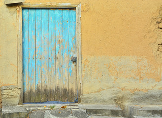 Eski Ahşap Mavi Kapı Dokusu