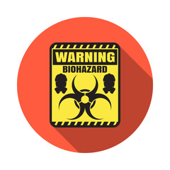 Biohazard - vector isolated icon with shadow on the red background.