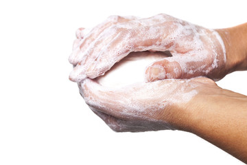 Fototapeta premium Washing hands isolated on white