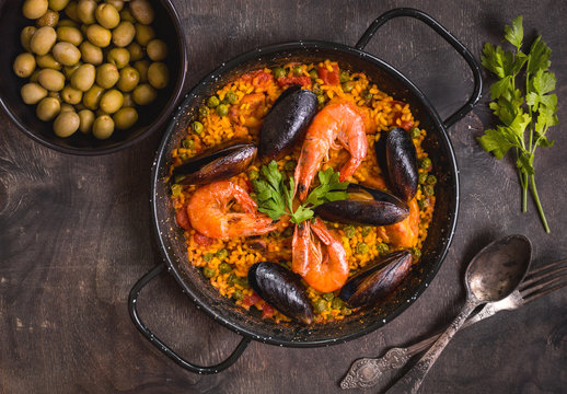 Paella on a table