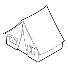 Tent icon. Outline isometric illustration of tent vector icon for web.