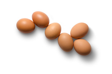 Brown  hen eggs on white