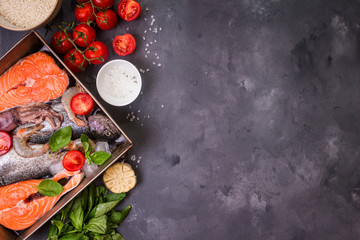 Assorted fish and seafood