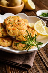 Fried salmon pancakes with potato