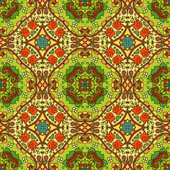 Ethnic bright seamless ornamental pattern. Indian motives.