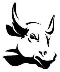 black and white linear paint draw bull illustration