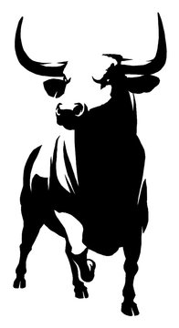 black and white linear paint draw bull illustration
