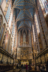 Interior of St Mary's church in Krakow