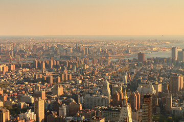 New York City skyline from the Empire State Building at sunset