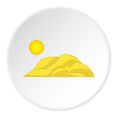 Mountain and sun icon. Cartoon illustration of mountain and sun vector icon for web