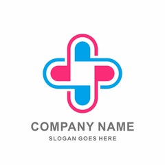Medical Pharmacy Geometric Cross Vector Logo Design Template