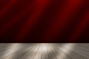 red curtain stage background with light beam