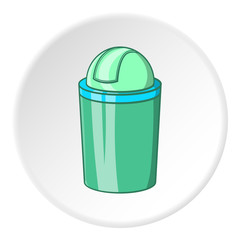 Green trash can icon. Cartoon illustration of green trash can vector icon for web