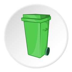 Trash can on wheels icon. Cartoon illustration of trash can on wheels vector icon for web
