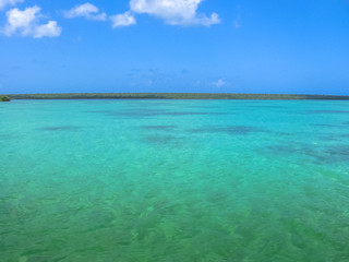 The spectacular natural pool of Canto de la Playa, Saona Island in East National Park, Dominican Republic. Canto de la Playa is one of the most popular tours starting from the Bayahibe.