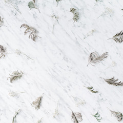 Marble background. Flat lay, top view office table