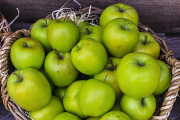 green apples in a basket
