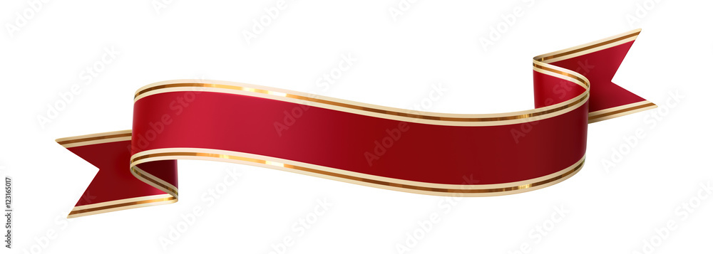 Canvas Prints curled red ribbon banner with gold border - arc up and down with wavy ends