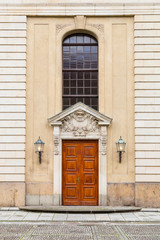 Side entrance to French Cathedral at Gendarmenmarkt, Berlin.