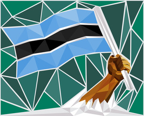 Strong Hand Raising The Flag Of Botswana