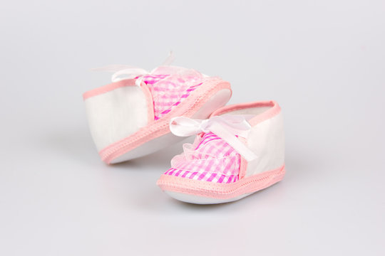 Cute Pink Baby Girl Shoes Close Up
