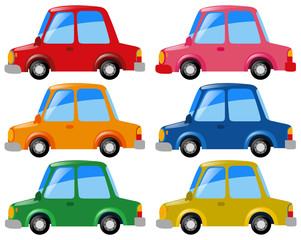 Cars in six different colors