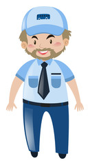 Bus driver with happy face