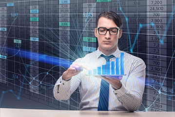 Young businessman in online trading concept