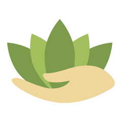 Fototapeta premium Leaves in hand vector illustration.