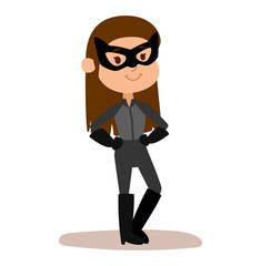Superhero kid girl cartoon vector illustrationt