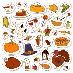 Happy Thanksgiving Day set vector.