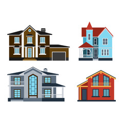 Houses front view vector illustration