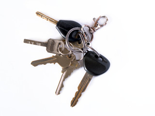 bunch of keys on white background