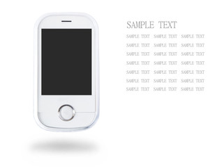mobile phone on white background ,with sample text