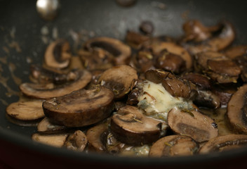 Mushroom Cooking With Blue Cheese