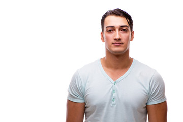 Fototapeta premium Young handsome man isolated on the white background