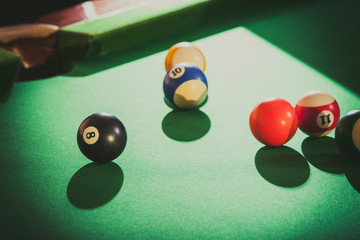 Snooker ball on billiard table