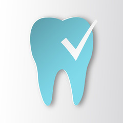 Healthy tooth Status infographic icon with check symbol.