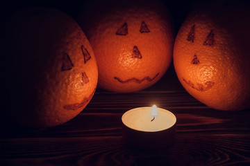 Halloween still life with orange