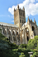 Fototapeta premium WASHINGTON, USA - JULY 7, 2011: The impressive architecture of Washington National Cathedral, DС