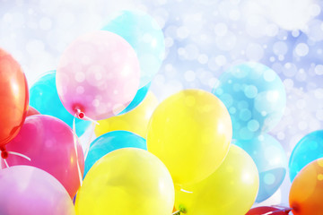 Colorful birthday balloons, closeup