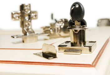 Chromed metal set of hardware for doors