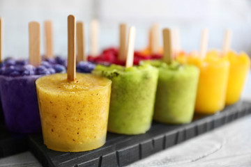 Tasty fruit ice-cream, closeup