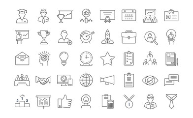 Set Vector Flat Line Icons Business Training