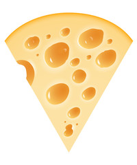 piece of cheese realistic food isolated on white background. Vector illustration