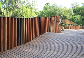 Wooden walkway in the park