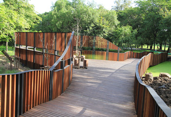 Wooden walkway in the park